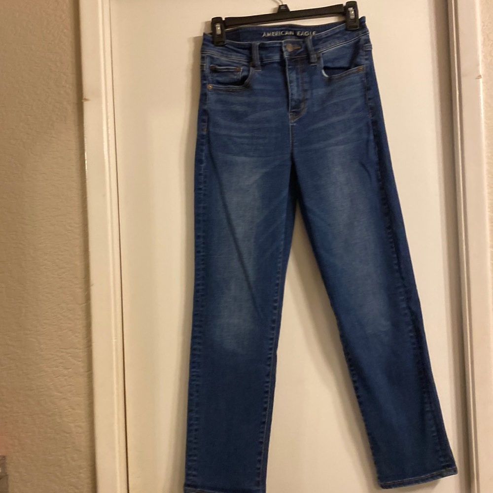 American Eagle Outfitters Slim Straight high rise blue was jeans size 4